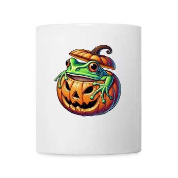 Cute Halloween Frog Cartoon Pumpkin - Mug - white - Front