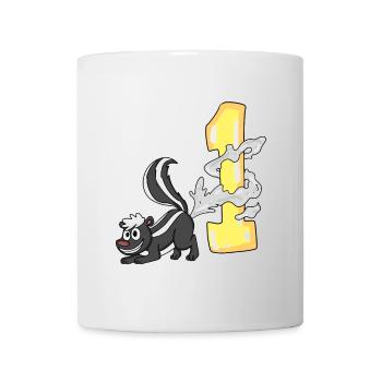 Zahl 1 Nummer Eins - Stinktier Motiv - Tasse - Weiß - Vorne