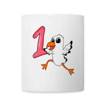 Zahl 1 Nummer Eins - Möwe Motiv - Tasse - Weiß - Vorne