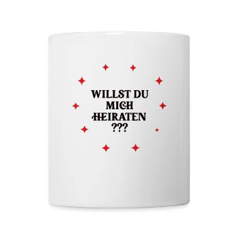 Antrag Verlobung Heiratsantrag Willst Du Heiraten - Tasse - Weiß - Vorne