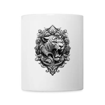 Meditatives Tiger Shirt mit floralen Ornamenten - Tasse - Weiß - Vorne