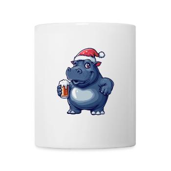 Nilpferd Weihnachten Bier - Tasse - Weiß - Vorne