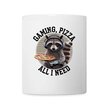 Funny Raccoon Gaming Pizza Gamer Gamer Gaming - Mug - white - Front