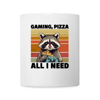 Funny Raccoon Gaming Pizza Gamer Gamer Gaming - Mug - white - Front