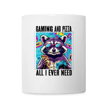 Drôle Raton laveur Gaming Pizza Gamer Gamer Gaming - Mug blanc - blanc - Devant