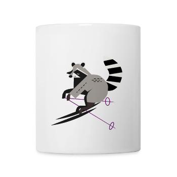 niedlicher Skifahrer-Waschbär–Spaßig und dynamisch - Tasse - Weiß - Vorne