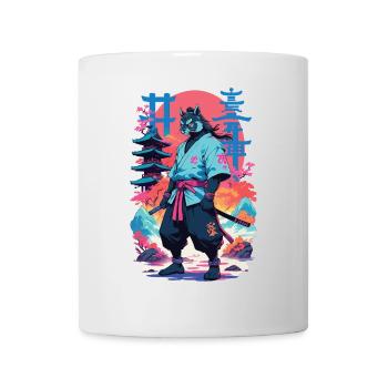 Tanuki Yokai Vaporwave Aesthetic Samurai Art - Mug - white - Front