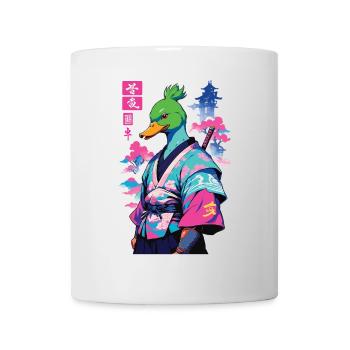 Samurai Ente Im Aesthetic Vaporwave Stil - Tasse - Weiß - Vorne