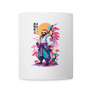 Samurai Faultier Aesthetic Vaporwave Stil - Tasse - Weiß - Vorne