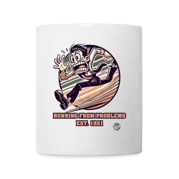 Vintage Cartoon Mann flieht vor Problemen - Tasse - Weiß - Vorne