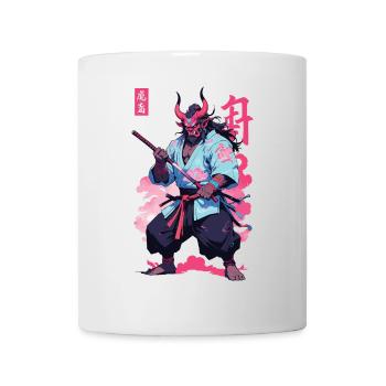 Samouraï Oni Yokai Esthétique Style Vaporwave - Mug blanc - blanc - Devant