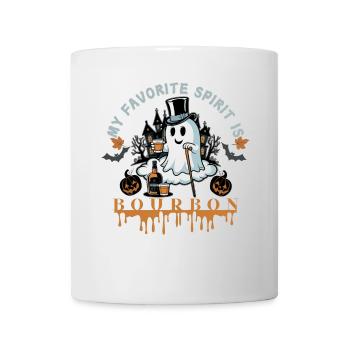Ghost with Bourbon and Top Hat Halloween - Mug - white - Front