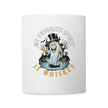 Spooky Ghost with Whiskey and Top Hat - Mug - white - Front
