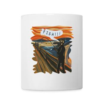 Fangrafik eines Anglers bei Sonnenuntergang - Tasse - Weiß - Vorne