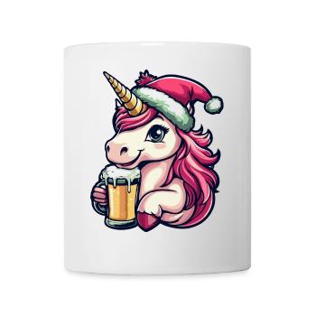 Einhorn Weihnachten Bier - Tasse - Weiß - Vorne