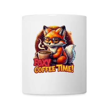 Funny Fox Animal Foxy Coffee time Fuchs mit Kaffee - Tasse - Weiß - Vorne