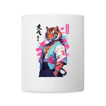 Tiger Yokai Vaporwave Aesthetic Samurai Art - Mug - white - Front