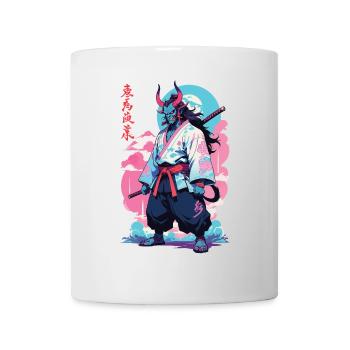 Samouraï Oni Yokai Esthétique Style Vaporwave - Mug blanc - blanc - Devant