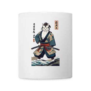 Samurai Cat Vintage Ukiyo-E Japanese - Mug - white - Front