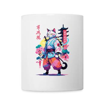 Samurai Katze Vaporwave Aesthetic - Tasse - Weiß - Vorne