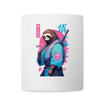 Samurai Faultier Aesthetic Vaporwave Stil - Tasse - Weiß - Vorne