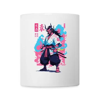 Samouraï Oni Yokai Esthétique Style Vaporwave - Mug blanc - blanc - Devant