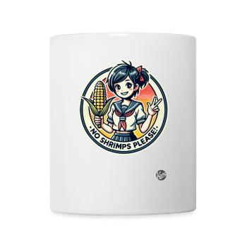 No shrimps: cartoon girl with corn on the cob - Mug - white - Front