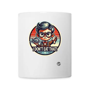 Junge mit Brille und Fischgericht: Daumen runter - Tasse - Weiß - Vorne