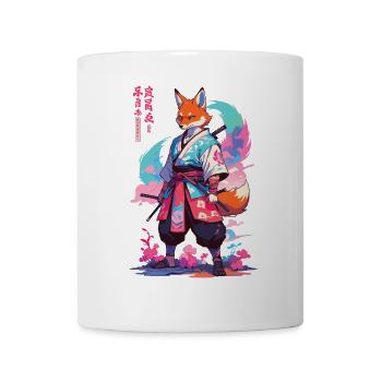 Kitsune Samurai Fuchs Aesthetic Vaporwave Stil - Tasse - Weiß - Vorne