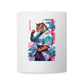 Tiger Yokai Vaporwave Aesthetic Samurai Art - Mug - white - Front
