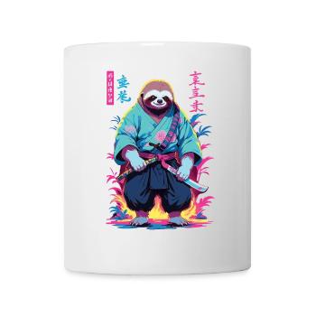 Samurai Sloth Aesthetic Vaporwave Style - Mug - white - Front