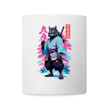 Tanuki Yokai Vaporwave Aesthetic Samurai Art - Mug - white - Front