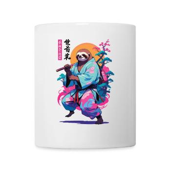 Samurai Faultier Aesthetic Vaporwave Stil - Tasse - Weiß - Vorne