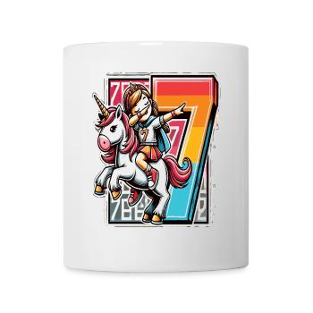 Anniversaire 7 ans Licorne Dab - Mug blanc - blanc - Devant