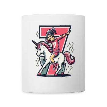 Anniversaire 7 ans Licorne Dab - Mug blanc - blanc - Devant