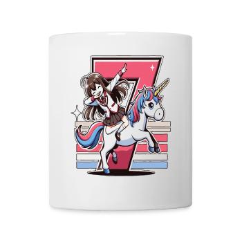 Anniversaire 7 ans Licorne Dab - Mug blanc - blanc - Devant