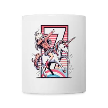 Anniversaire 7 ans Licorne Dab - Mug blanc - blanc - Devant