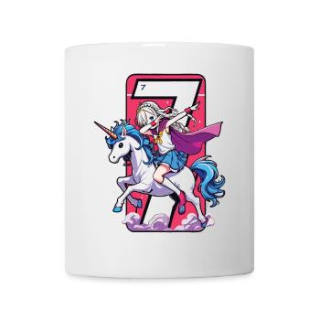 Anniversaire 7 ans Licorne Dab - Mug blanc - blanc - Devant