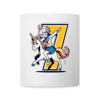 Anniversaire 7 ans Licorne Dab - Mug blanc - blanc - Devant