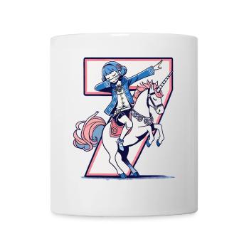 Anniversaire 7 ans Licorne Dab - Mug blanc - blanc - Devant
