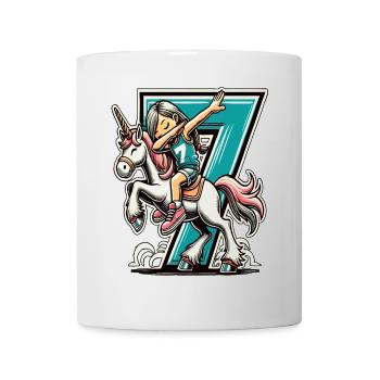 Anniversaire 7 ans Licorne Dab - Mug blanc - blanc - Devant