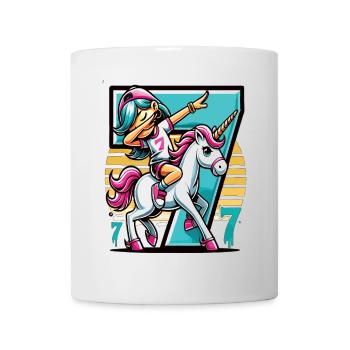Anniversaire 7 ans Licorne Dab - Mug blanc - blanc - Devant