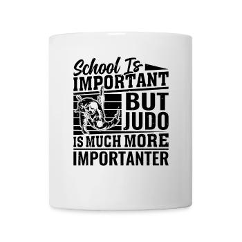 L’école est importante, mais le judo est beaucoup plus important - Mug blanc - blanc - Devant