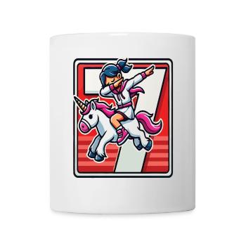 Anniversaire 7 ans Licorne Dab - Mug blanc - blanc - Devant