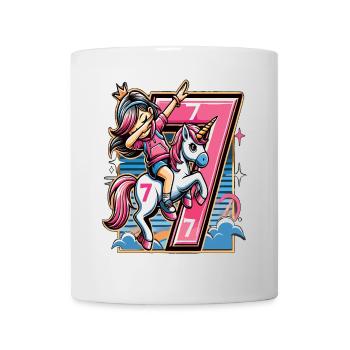 Anniversaire 7 ans Licorne Dab - Mug blanc - blanc - Devant