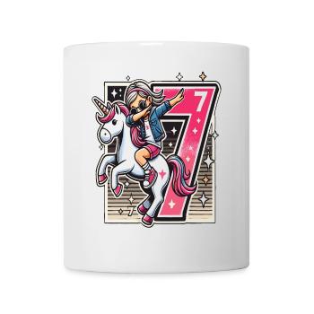 Anniversaire 7 ans Licorne Dab - Mug blanc - blanc - Devant