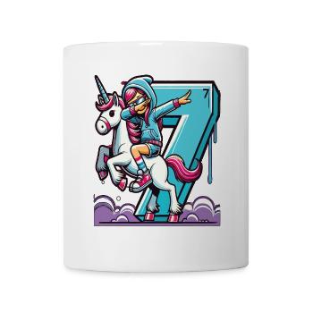Anniversaire 7 ans Licorne Dab - Mug blanc - blanc - Devant