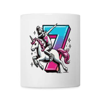 Anniversaire 7 ans Licorne Dab - Mug blanc - blanc - Devant