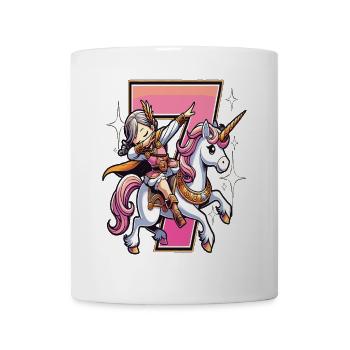 7 ans anniversaire licorne dab - Mug blanc - blanc - Devant