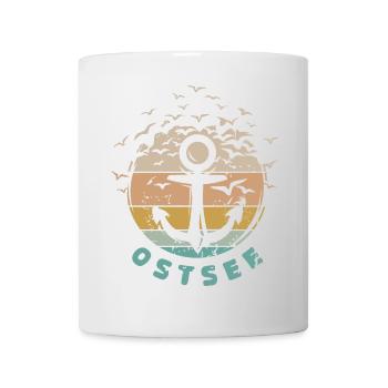 retro anchor Baltic Sea vintage sea seagulls icon logo - Mug - white - Front